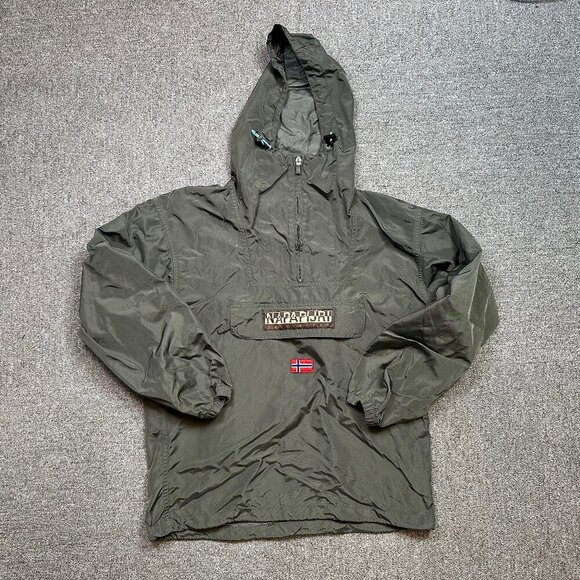 Napapijri Rainforest Nylon Parka Jacket Unlined in Olive Green Size X-Small - Picture 1 of 7